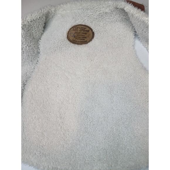 KIDS!! D. Flores Made In Mexico Leather Vest Sherpa Lined Western Cowboy Eagle - Picture 6 of 9